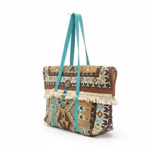 Vintage Carpet Bag Navajo Southwest Thunderbird Art Bag Large W Fringe